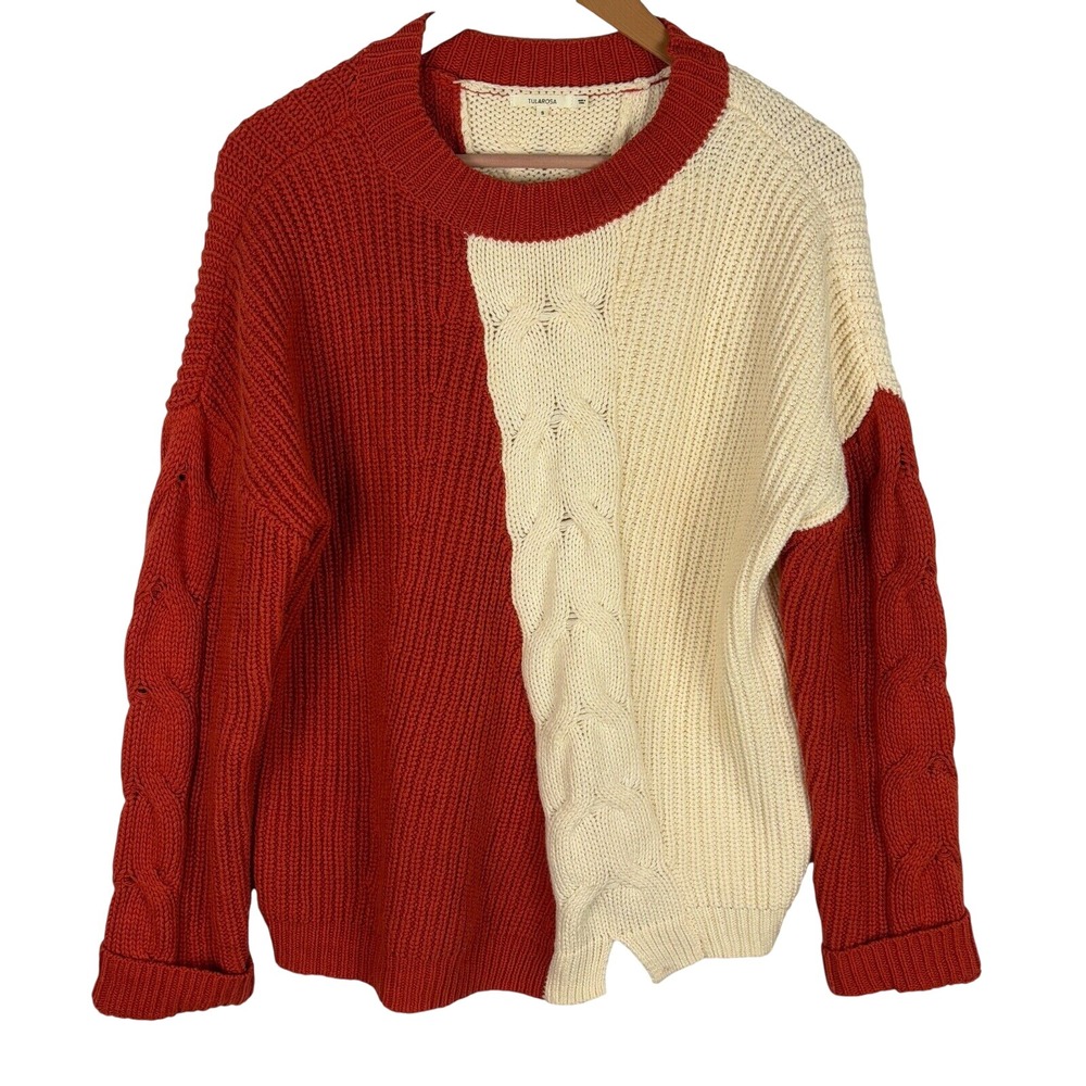 Women Chunky Cable Knit Sweater Sz S Outdoors Fisherman Tularosa Color‎ block